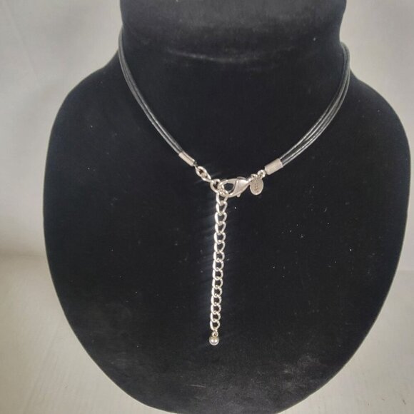 Chicos Leopard Teardrop Pendant Necklace With Black Cord & Adjustable Chain - Picture 3 of 4